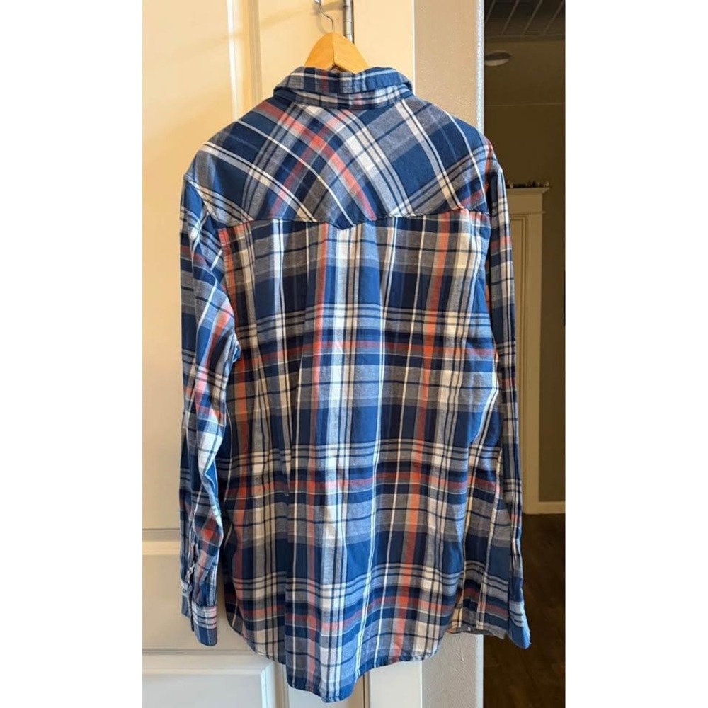 Men's Cotton Plaid Pearl Button XXLT‎ (2XLT) Long Sleeve Button Down Shirt - Picture 3 of 10